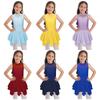 Vestido de patinação artística para crianças, roupas de competição de patinação no gelo, vestidos de dança sem mangas para meninas