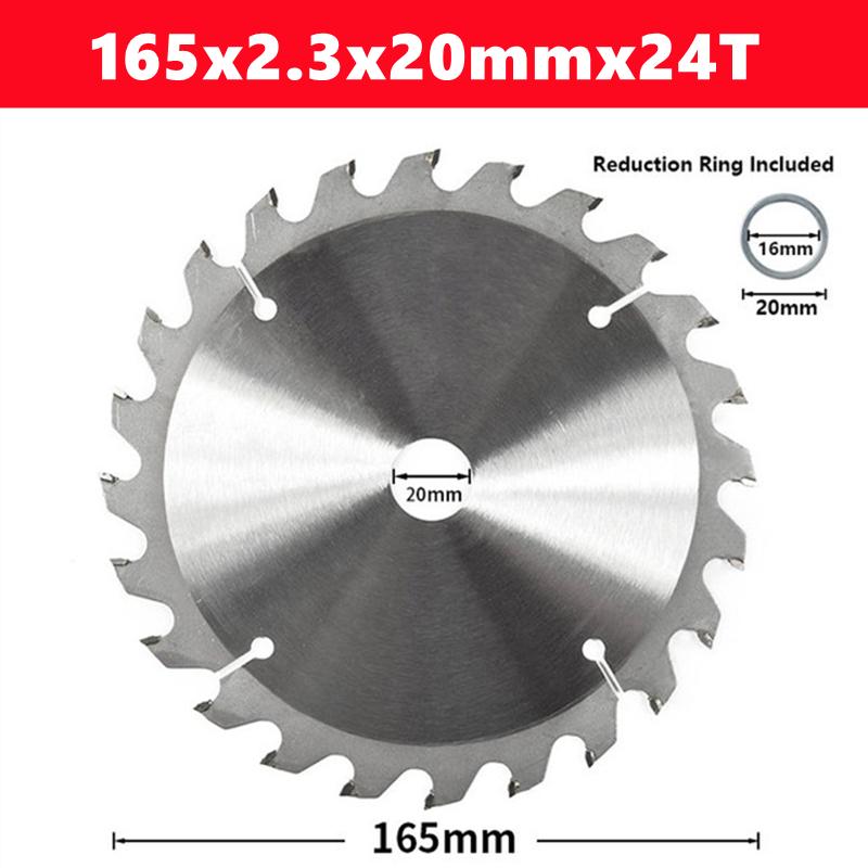 TCT 165mm carbide woodworking saw blade 24T/40T/48/60T, suitable for multifunctional power tools, wood cutting discs