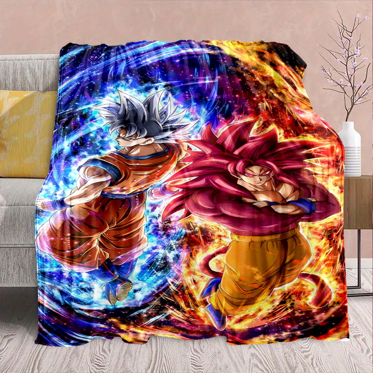 

Фланелевое одеяло из аниме Dragon Ball - Мягкое, теплое, идеально подходит для дивана, постельного белья, кемпинга, путешествий, офиса, домашнего декора -QJY 75x90cm