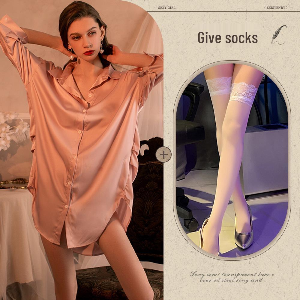 Übergröße Spitze Mesh Boyfriend Hemd - Sexy Dessous Loungewear für Frauen