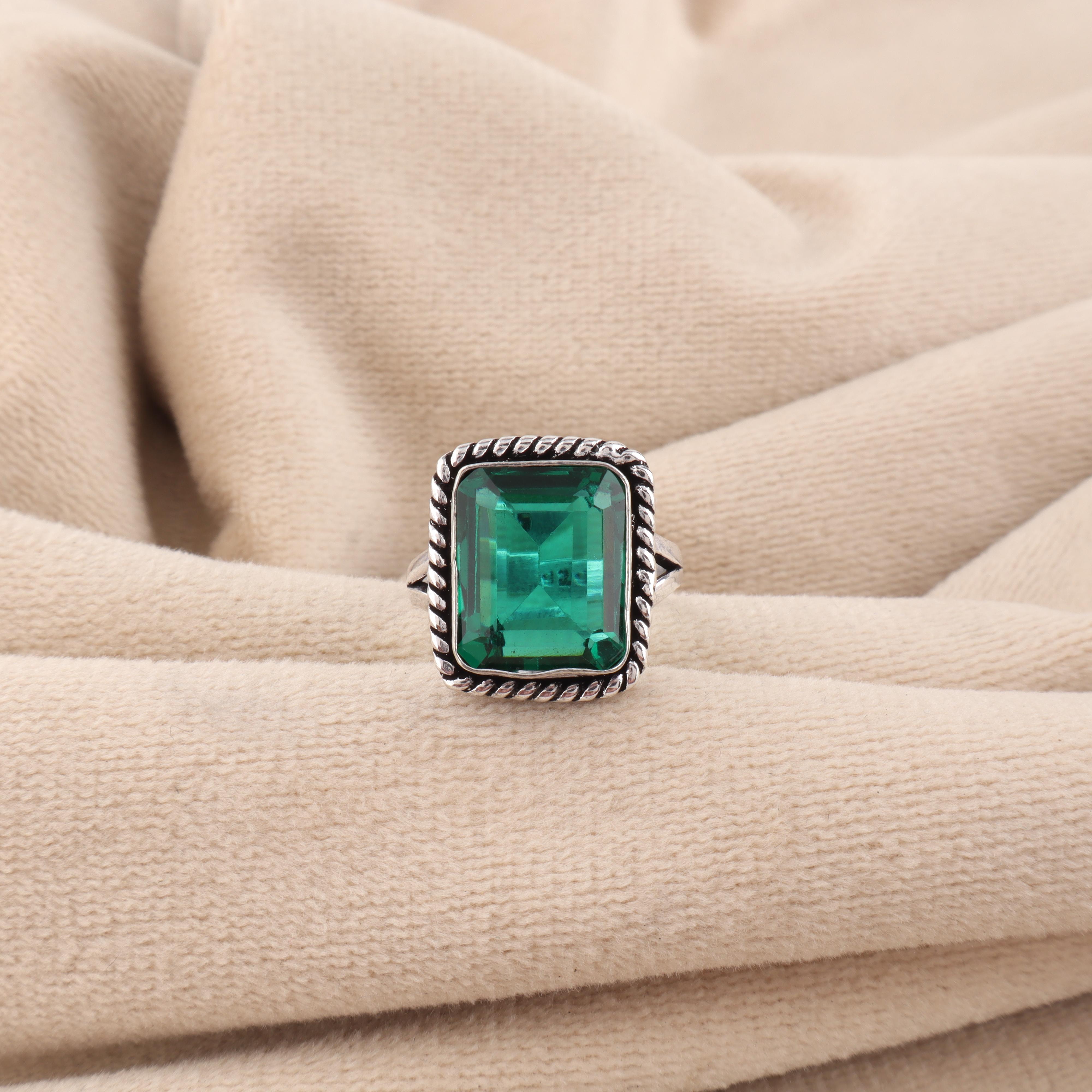 

Дорогоцінний камінь Хромовий діопсид 925 Срібло Стерлінгове Вечірнє Кільце Ручна робота Жіночі Прикраси Для Подарунка RR-71-13 13