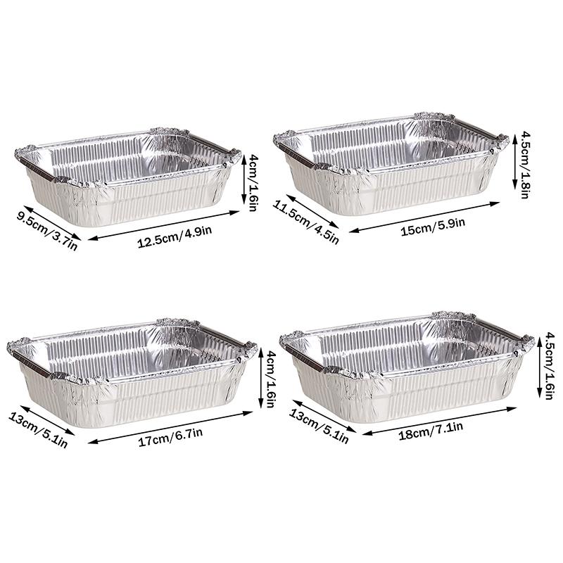 10Pcs Rectangle Aluminum Foil Trays Non-Stick Baking Pans Food Grade Bbq Bowl For Air Fryer Oven Baking Cooking Kitchen Tool