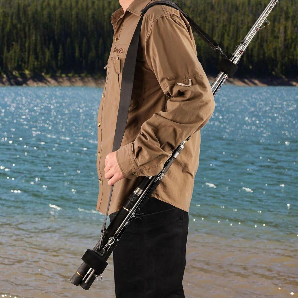 Schwarze Köderrutenaufbewahrung Strapazierfähige Nylon-Angelruten-Rückenriemen Neuer Köderrutenriemen