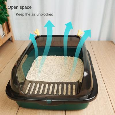 Bac à litière anti-éclaboussures pour chat, toilettes semi-fermées à haute clôture, bac à litière amovible