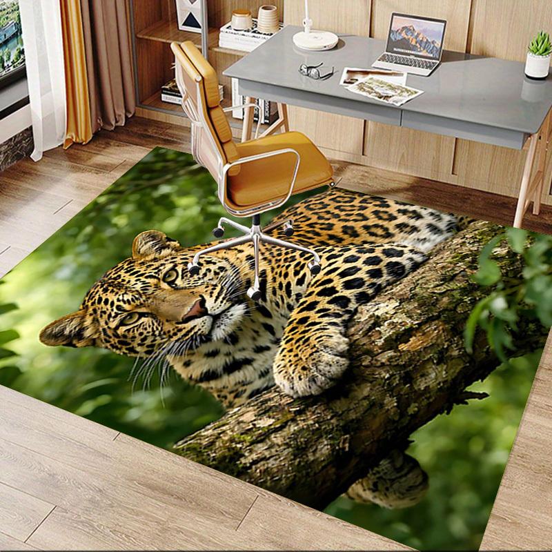 1PC Leopard Non-Slip Floor Carpet Compatible for Office&Living Room&Dining Room - Flat-Weave Machine- Soft & Pattern-E243