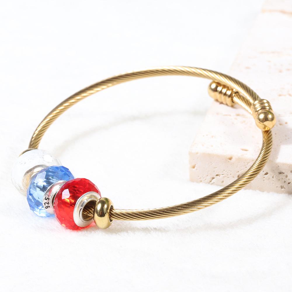 Bransoletka ze stali nierdzewnej w trzech kolorach Damska DIY Stal tytanowa Drut stalowy Damska bransoletka Odpinane koraliki nawlekane