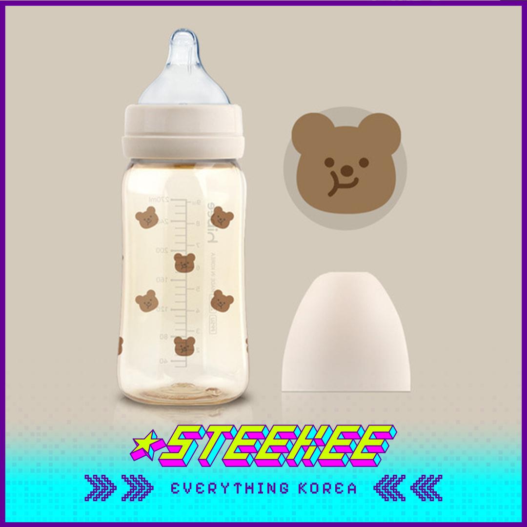 Детская бутылочка Hibee Eight Air Vents PPSU Anti-Colic BPA-free Большая вместимость Милый медвежонок 270 мл от Steekee Korea 4318 S песочный