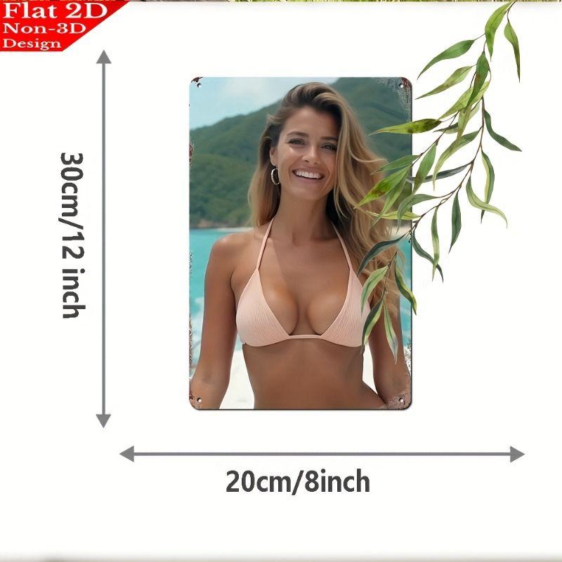 Vintage Kvinlig Silhuett Metall Logotyp för Bar & Garage