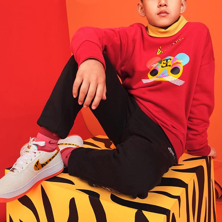 Nike CNY Series New Year Fleece-Lined Warm Pullover Sweatshirt Kids Tops Red DR1855-687