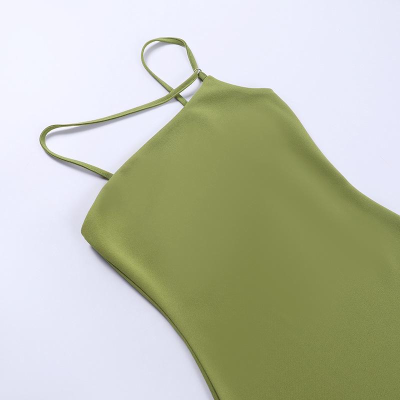 Sexy Slim-fitting Hip-hugging Short Skirt with Criss-cross Back and Suspender Dress