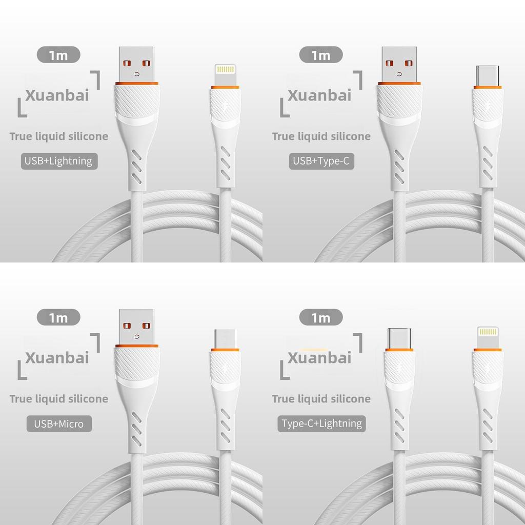 Super Fast Charging Typec Data Cable For Iphone Huawei With Liquid Silicone Material