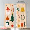 2pcs 2D flat printing Happy Christmas Party Curtains Christmas Holiday Cute Cartoon Digital Printed Polyester Drapes Party