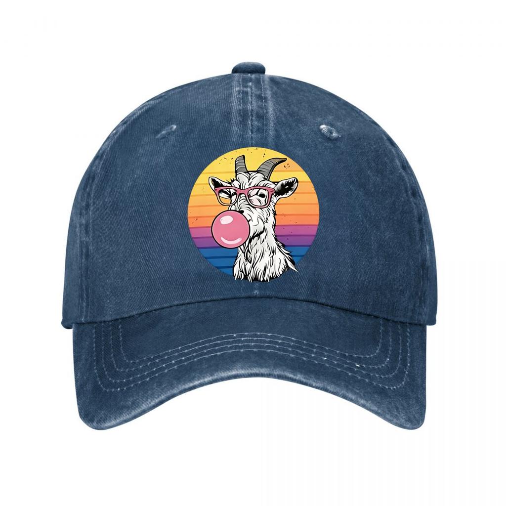 Vintage Washed Cotton Baseball Cap Retro Goat Bubble Gum Multiple Colors Washed Baseball Cap