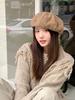 Thickened octagonal hat autumn beret women's winter round face shows small autumn and winter retro newsboy hat tide