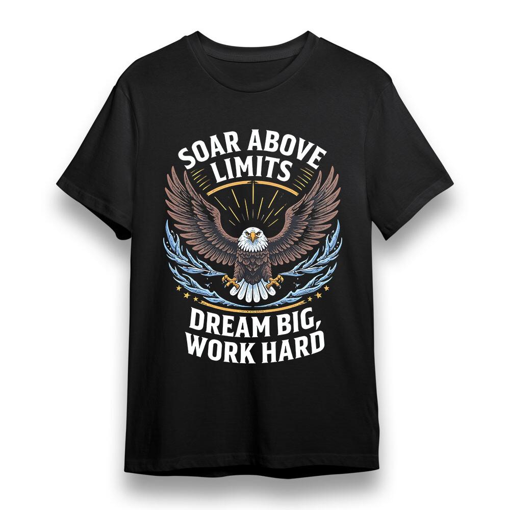 

Men s T-shirt With Soar Above Limits Graphic Unisex Black Cotton Oversize Tee 3XL