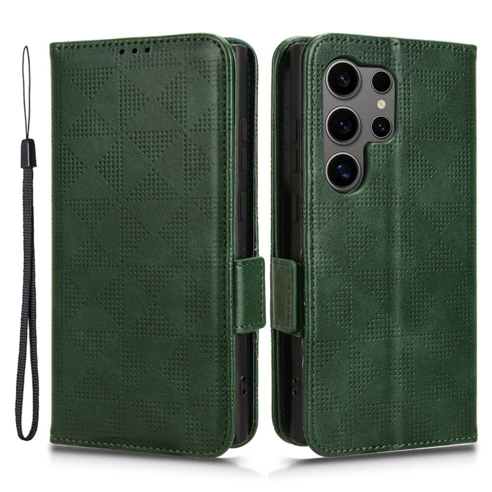 For Samsung Galaxy S24 Ultra Case Imprinted Triangle Leather Wallet Shockproof Cover with Stand