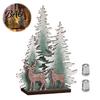Festive Home Decoration Wooden Christmas Tree Table Decor with LED Light, Rustic Standing Sign Ornament Reindeer Santa Claus for Holiday Tiered Tray,