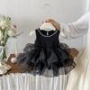 Girls Dress 2026 Cute Princess Style Sleeveless Vest Solid Color Kids
