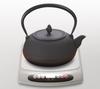 Iwachu Iron Kettle, 18-inch, Round and Flat, IH Compatible, Black Finish (Kamayaki), 1.7L, Nanbu Ironware, 11721