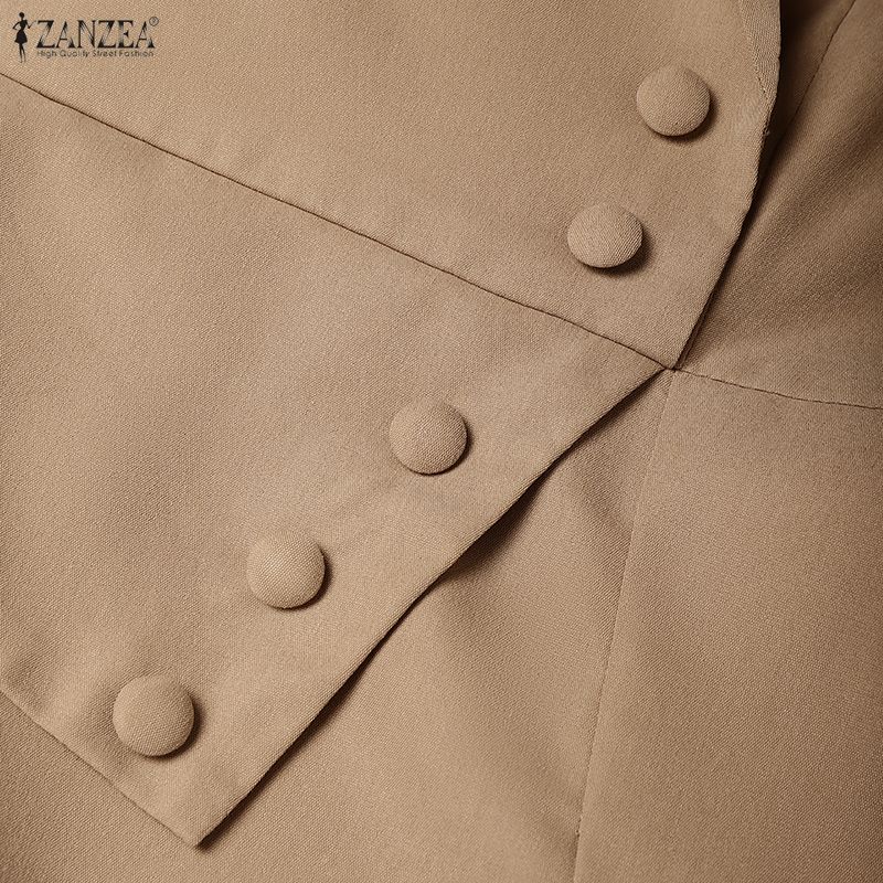 ZANZEA Dámské ležérní šaty s elegantním límečkem a dlouhým rukávem