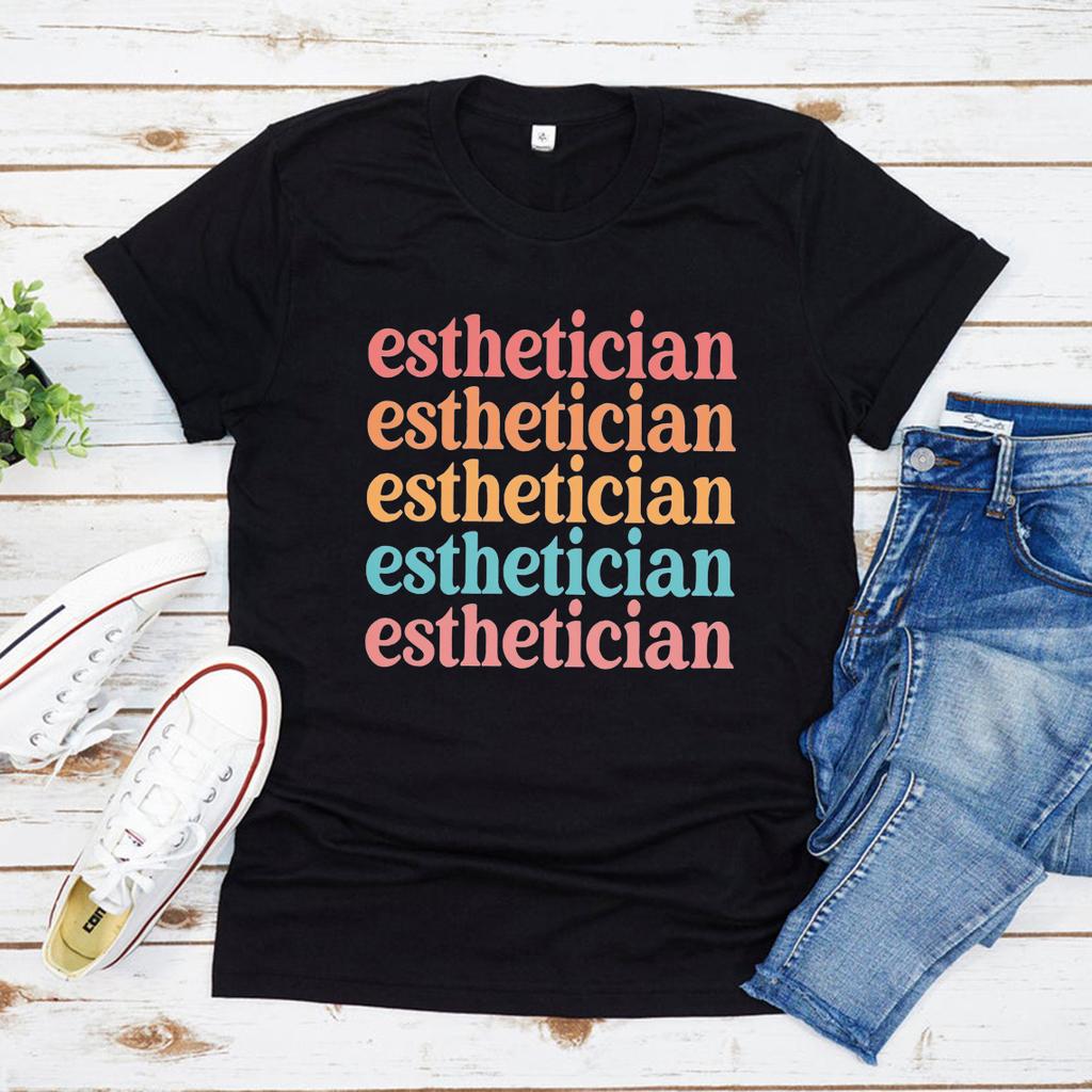 Retro Vintage Esthetician T-shirt Cosmetology Beautician Shirt Makeup Artist Beauty Skincare Beauty Salon Tee Women Tshirts Tops