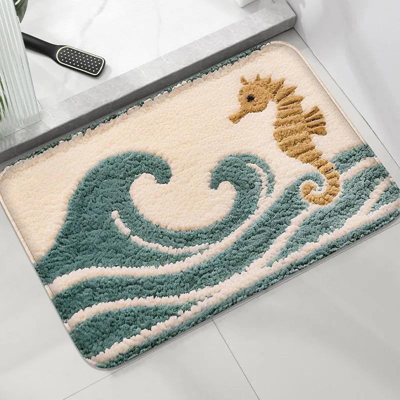 Bathroom Anti Slip Door Mat Household Water Absorbing Foot Mat Shower Room Small Carpet Machine Washable Soft and Comfortable