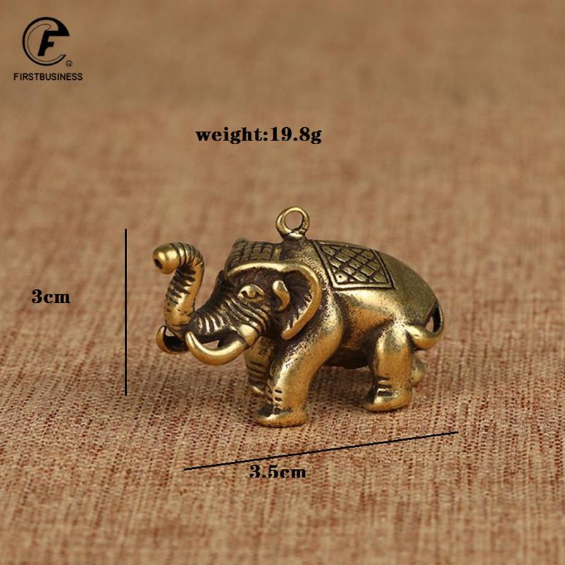 Mini Cute Brass Elephant Small Statue Desktop Drnaments Hooks Home Office Decorative Ornament Creative Brass Elephant Key Chain