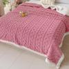 Jacquard Design Coral Velvet Blanket Thicked Office Nap Blanket Rhombus Flannel Blanket  Home