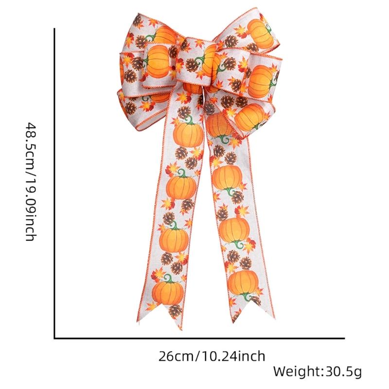 Thanksgiving Party Bow Decoration with Maple Leaf and Pumpkin Design DoubleLayer