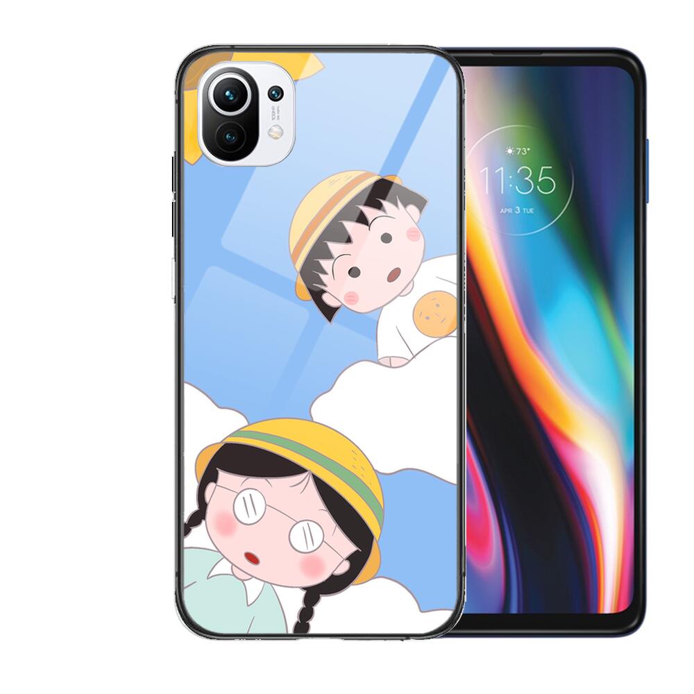 TOPLBPCS Chibi Maruko Tempered Glass Phone shell Case For xiaomi redmi 11 Lite pro Ultra 10T 10 9 8 cc se Cover Silicone Cases