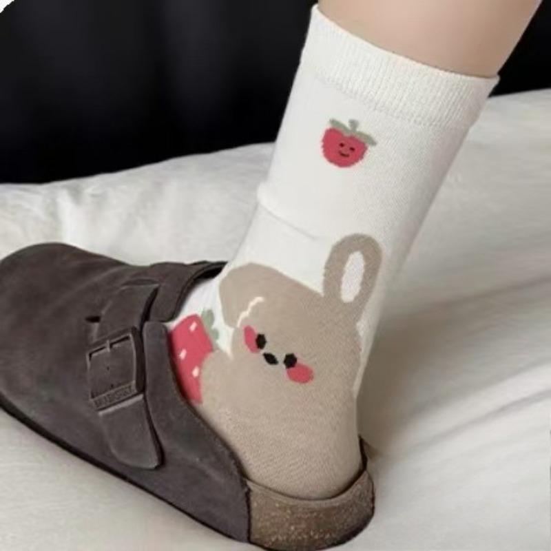 

Женские весенне-летние тонкие носки-трубы из чистого хлопка с милым мультяшным котом 1 pair