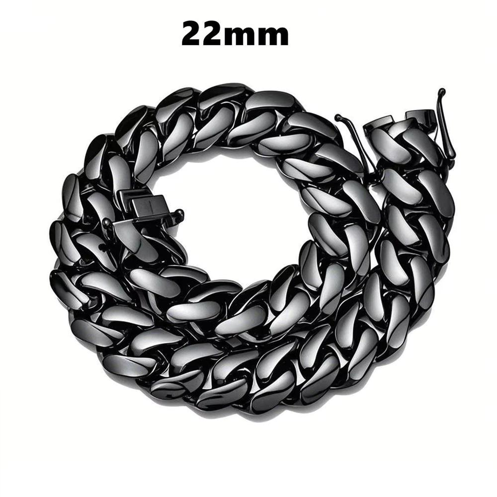 Hip Hop Jewelry 18/20/22mm Chunky Laminated Stainless Steel Bracelet Black Gun Plated Flat Cuban Link Bracelet for Men