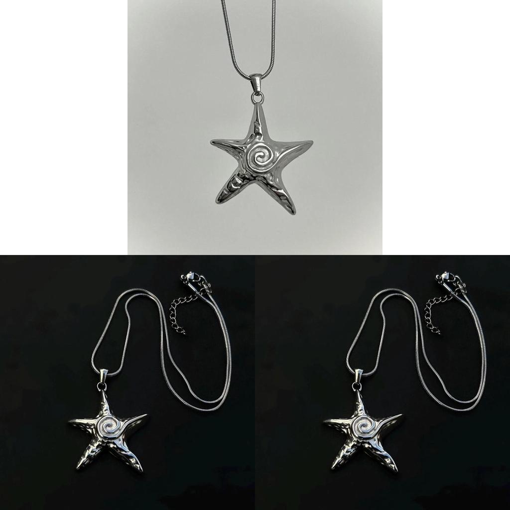 Bohemian Starfish Necklace Stainless Steel Snake Chain Minimalist Jewelry For Women Men