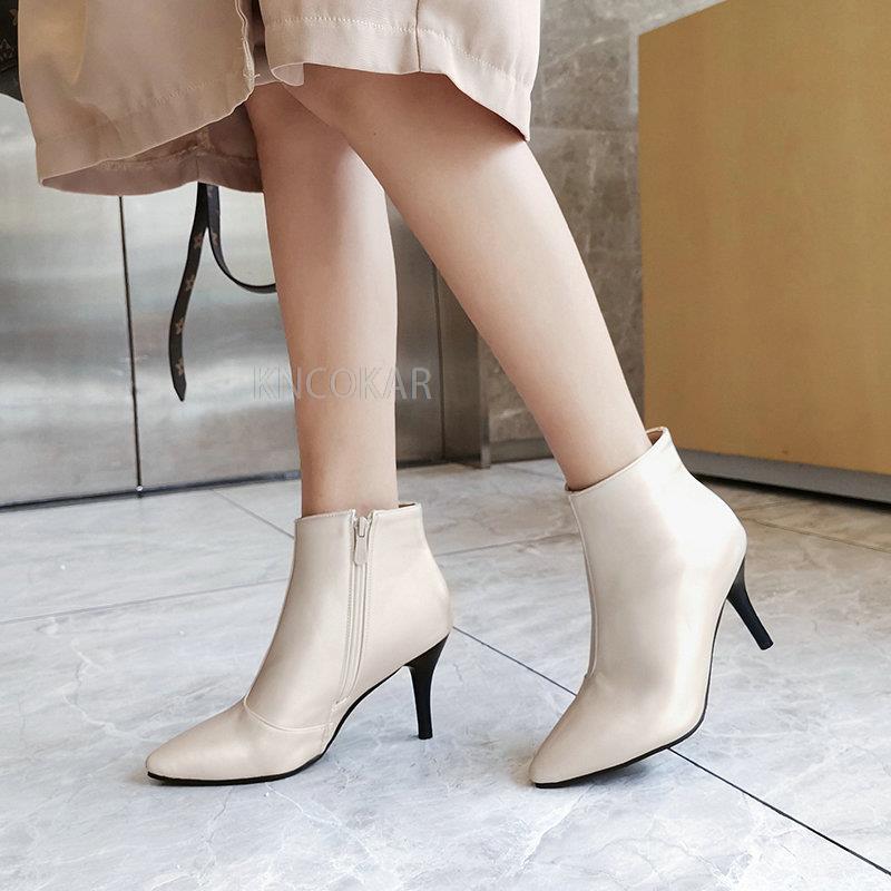 Fashion Women's Ankle Boots Purple Black Short Boots Ladies Waterproof High Heels Point Party Shoes For Women 