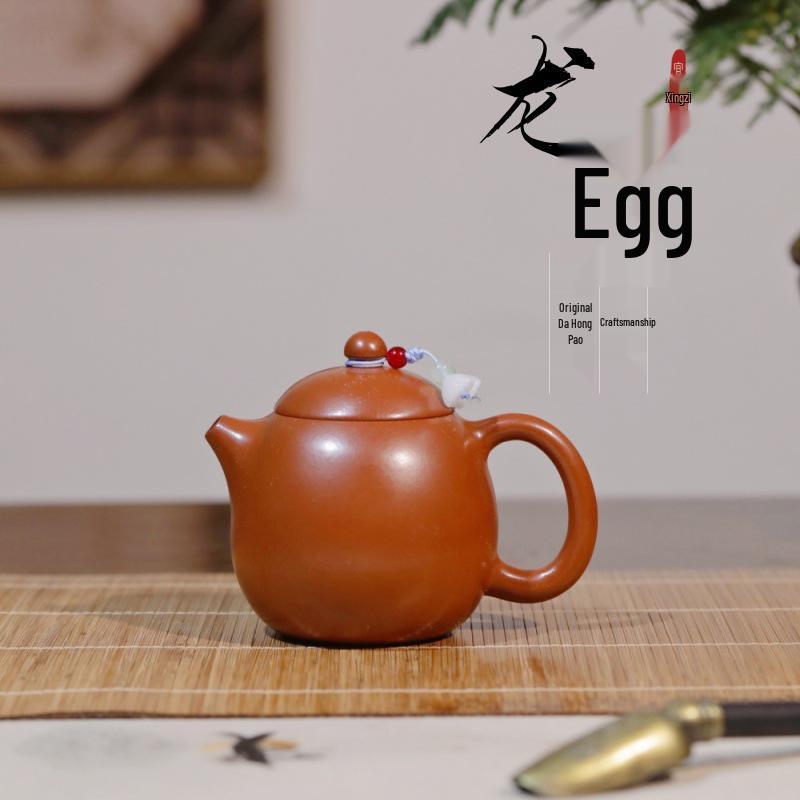 Handmade Yixing Zisha Teapot - Da Hong Pao Dragon Egg by Renowned Artist 200cc