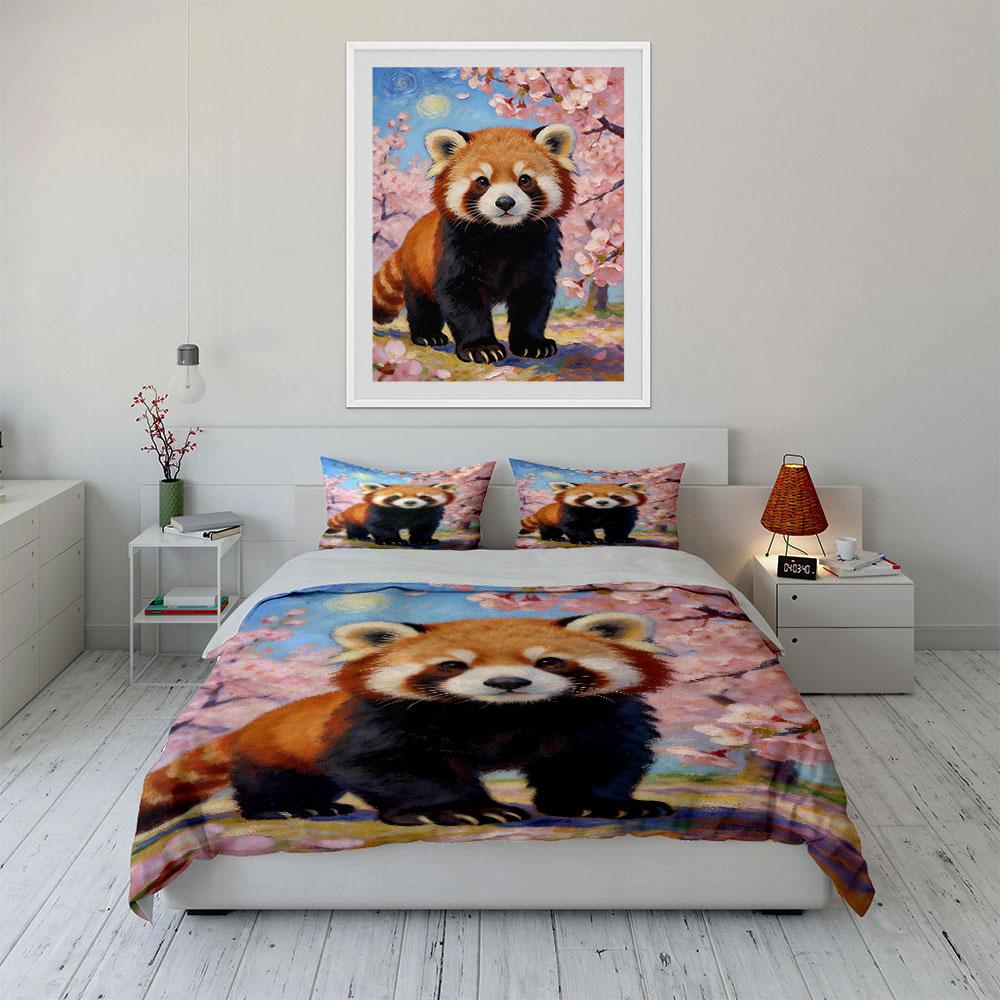 Red Panda, Cherry Blossoms. Bedding Sets Duvet Cover Sets Duvet Covers Pillowcases(1 * Duvet Cover 2 * Pillowcases Without Duvet Insert)