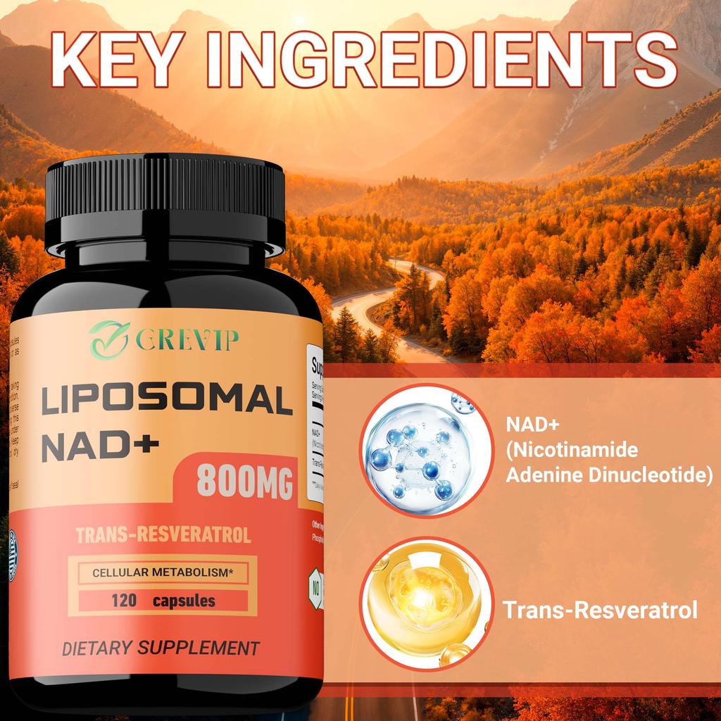 Supliment Lipozomal NAD 800 mg, Supliment Nicotinamidă Ribozidă NAD+, Supliment NAD Pur pentru Energie și Repararea Celulară