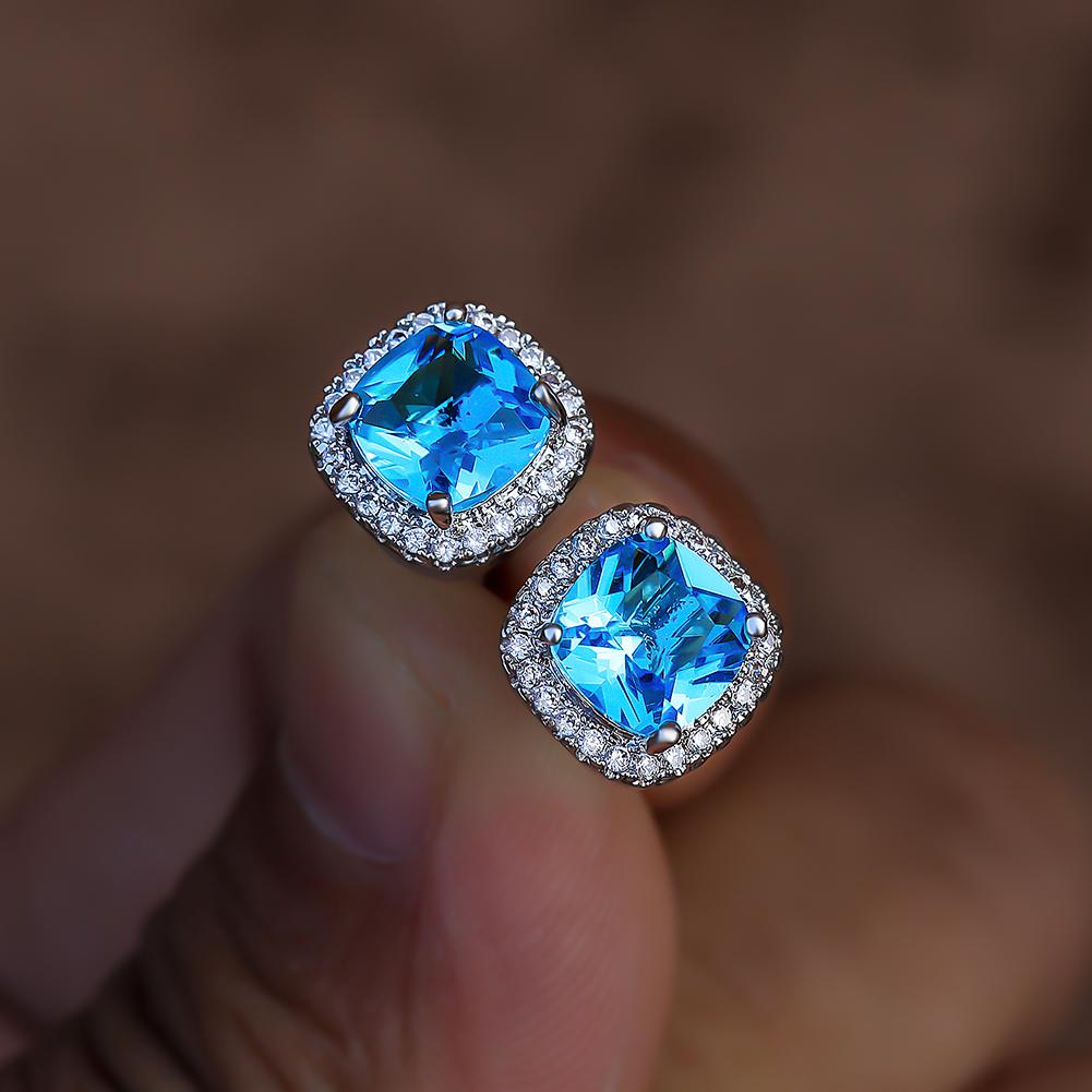 1 pereche de cercei tip prințesă de lux tăiat prințesă de culoare aur roz șampanie piatră cercei cu șuruburi cercei cu patru gheare bijuterii