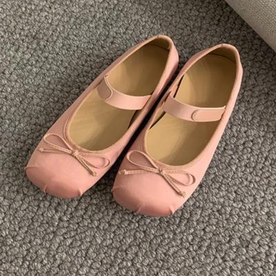 2024 Bowknot Square Toe Single Shoes Fashion Casual Simple Flat Bottom Womens Shoes Korean Version Comfortable Mary Jane Shoes