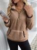Herbst und Winter neu Revers Jacquard Halbreißverschluss Plüschtasche Damen Sweatshirt