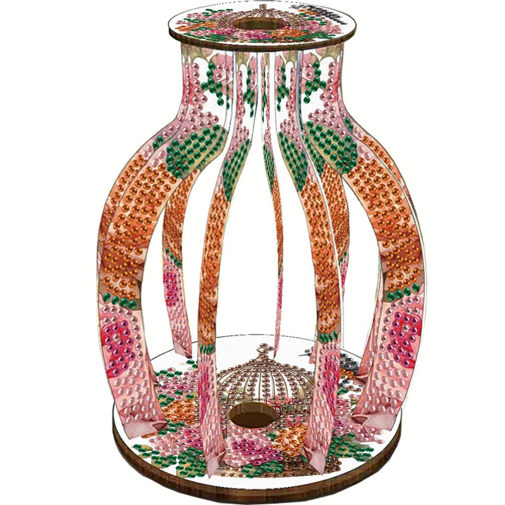 Acrylic Wood Diamond Painting Tabletop Vase Ornaments Kit 5D DIY Diamond Painting Desk Ornament Flower Vase