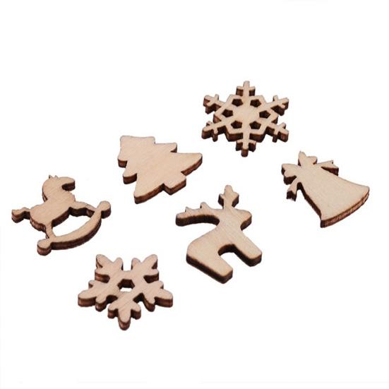 50Pcs Wooden DIY Christmas Tree Snowflake Star Hanging Ornaments Table Craft