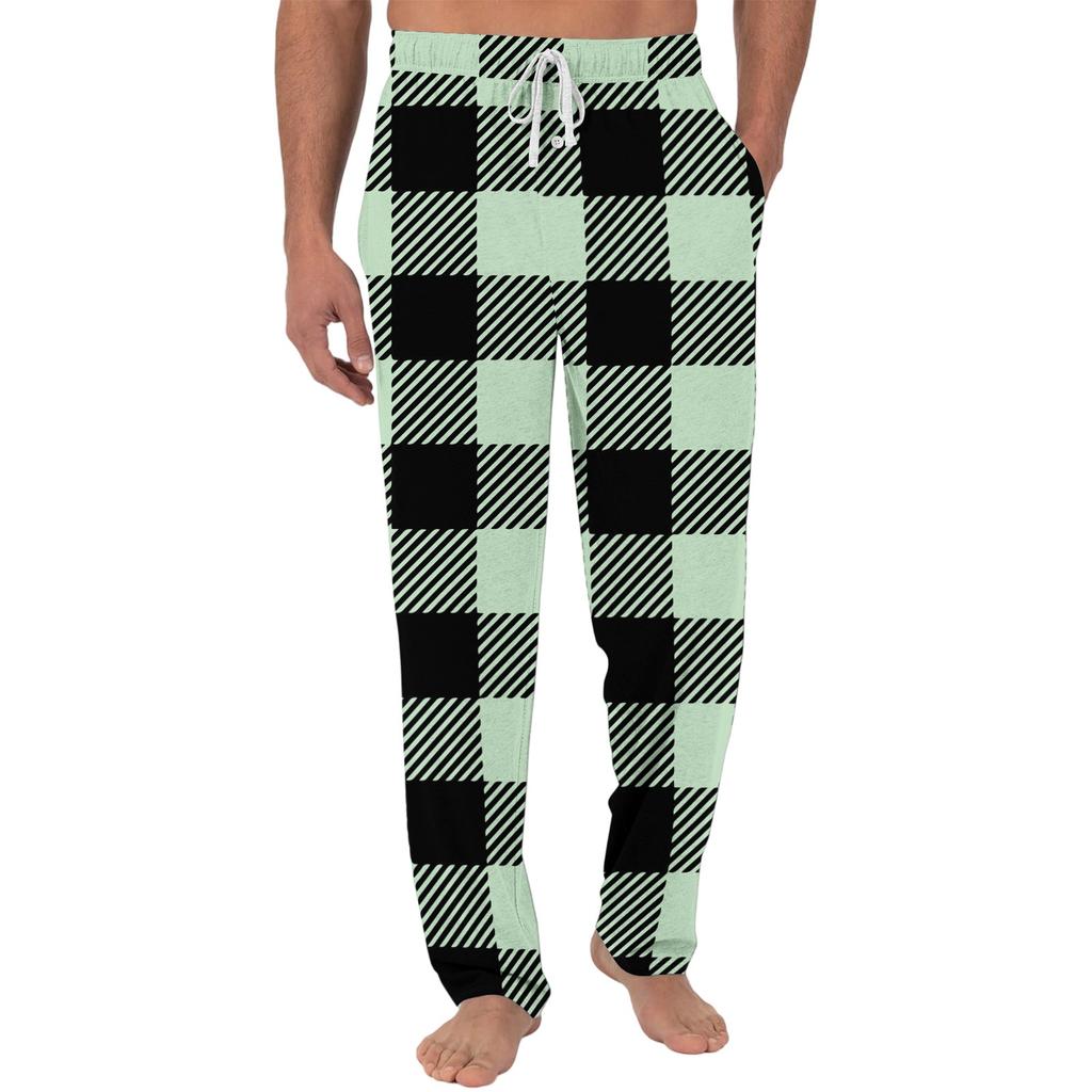 Herren Freizeit Pyjamahose mit Taschen | Einfarbig Gestreift Kariert Bedruckt Lockerer Schnitt Elastischer Bund für Zuhause