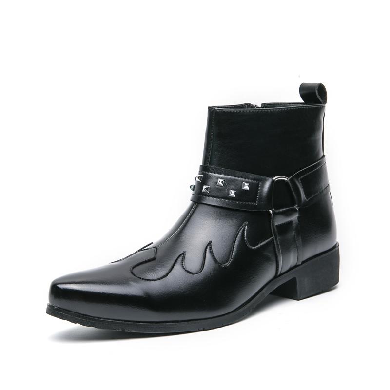 

Fashion British Business Leather Mens Boots High Quality Comfy High Heels Pointed Toes and Chelsea Boots Male Fashion Casual Shoes Man 46 чёрный