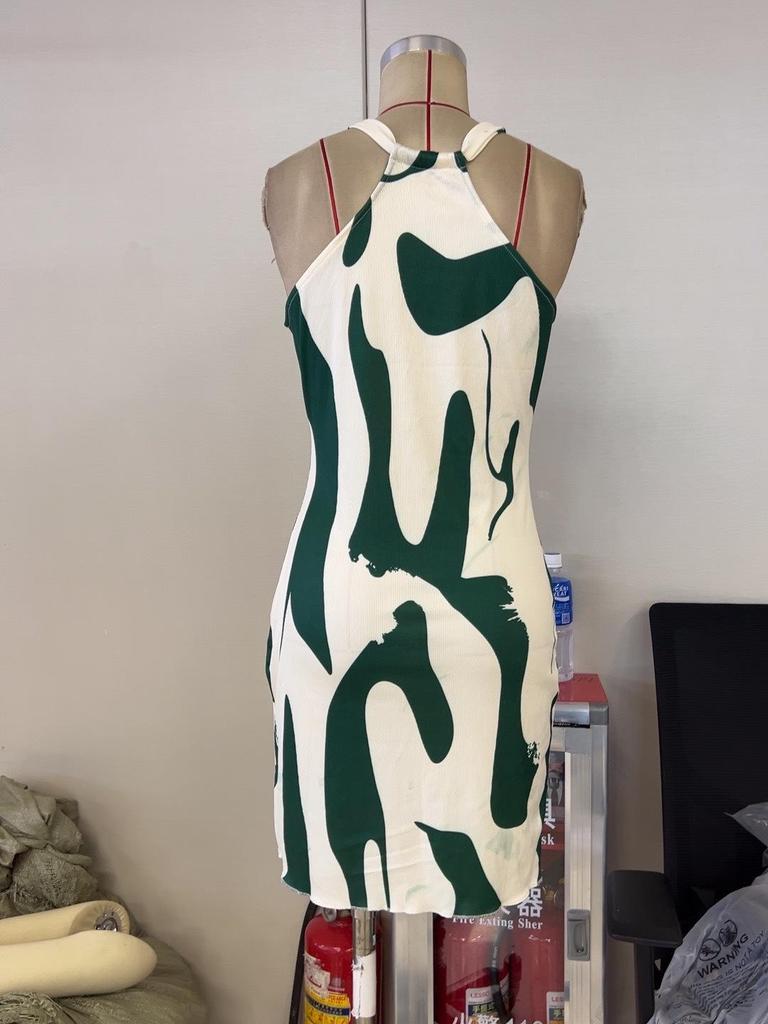European and American Women's Striped Sleeveless Halter Dress - 2024 Collection