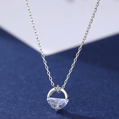 Women's 925 Silver Transparent Lake Pendant Necklace