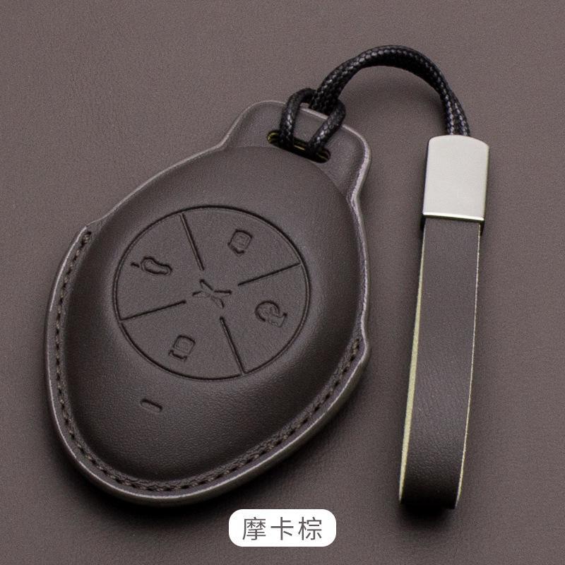 For Xpeng P7 P5 G6 G9 G3i Car Key Case Cover Shell Fob Protector Nappa Leather Protective Keychain Cover Interior Accessories