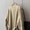Women's Retro Style Mid-Length Cotton Trench Coat with Stand-Up Collar