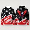 Patriotic US Flag Eagle Star Print Parent-Child Long Sleeve Hoodie Casual Independence Day 4th of July Sweatshirt Tops Streetwea
