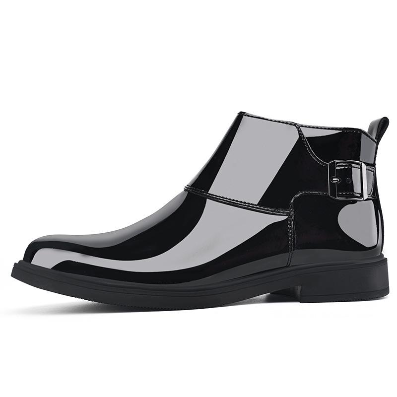 Men s Pointed Toe Black Formal Leather Boots - Large Size Casual and Business Wear 38